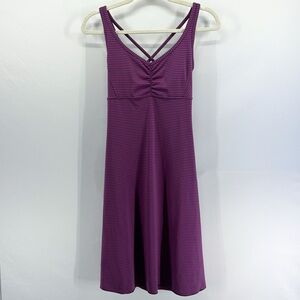 Prana Rebecca Purple Striped Active Mini Dress Built in Bra X-Small NWT